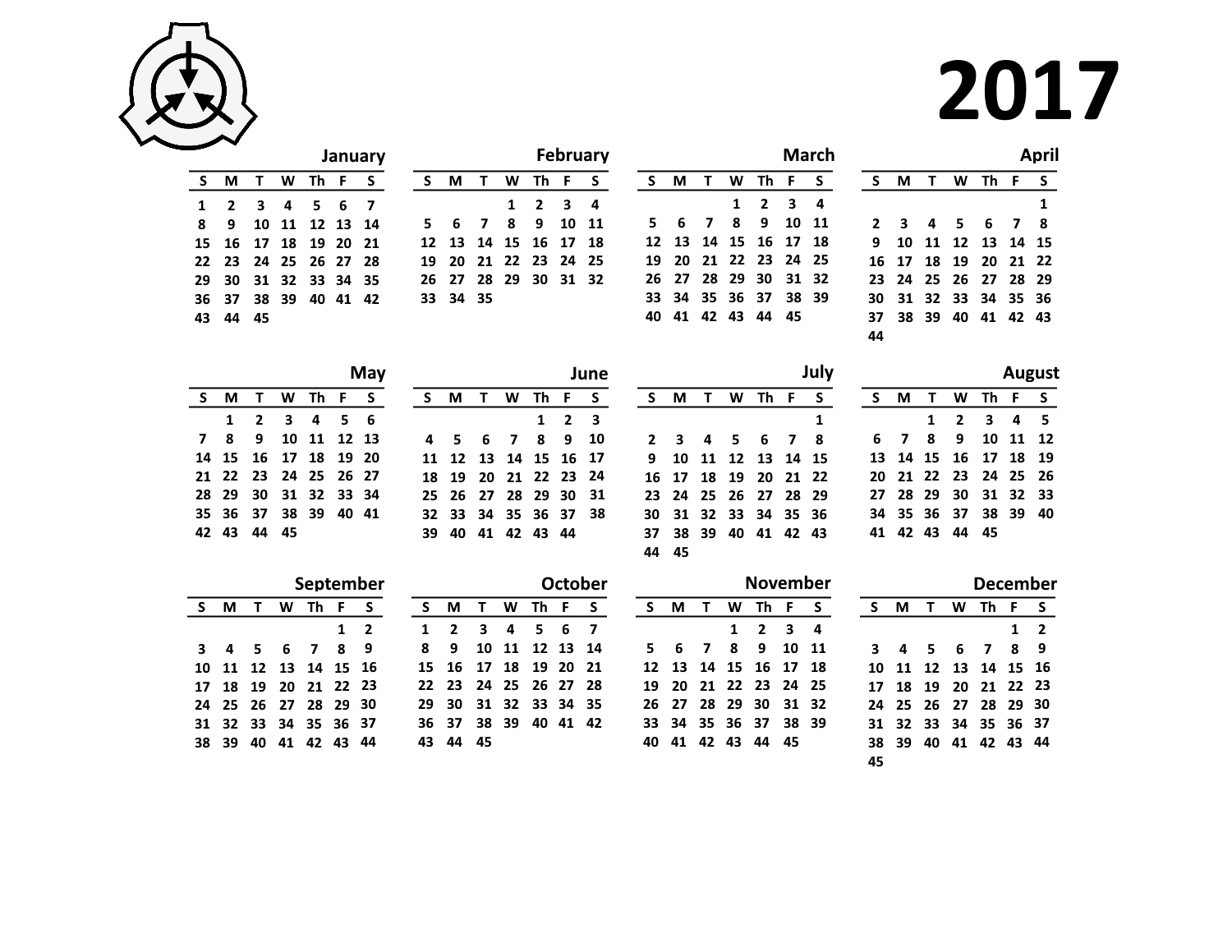 Scp 3653 A Calendar With Extra Days Scp Secure Contain Protect